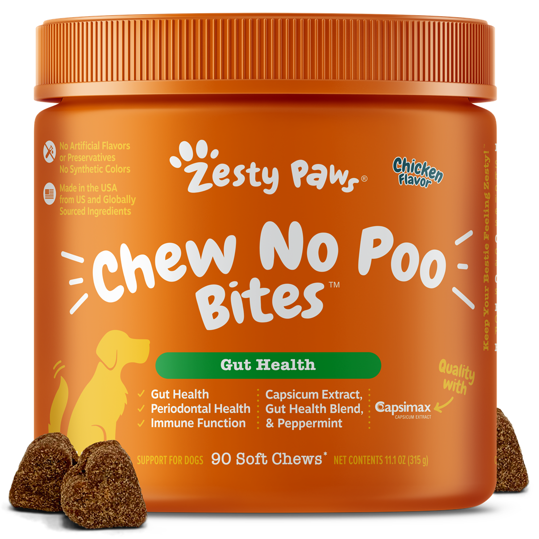 Zesty Paws Chew No Poo Bites Dog Supplement Chews 90ct Chicken Flavour