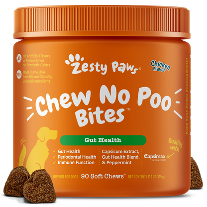 Zesty Paws Chew No Poo Bites Dog Supplement Chews 90ct Chicken Flavour