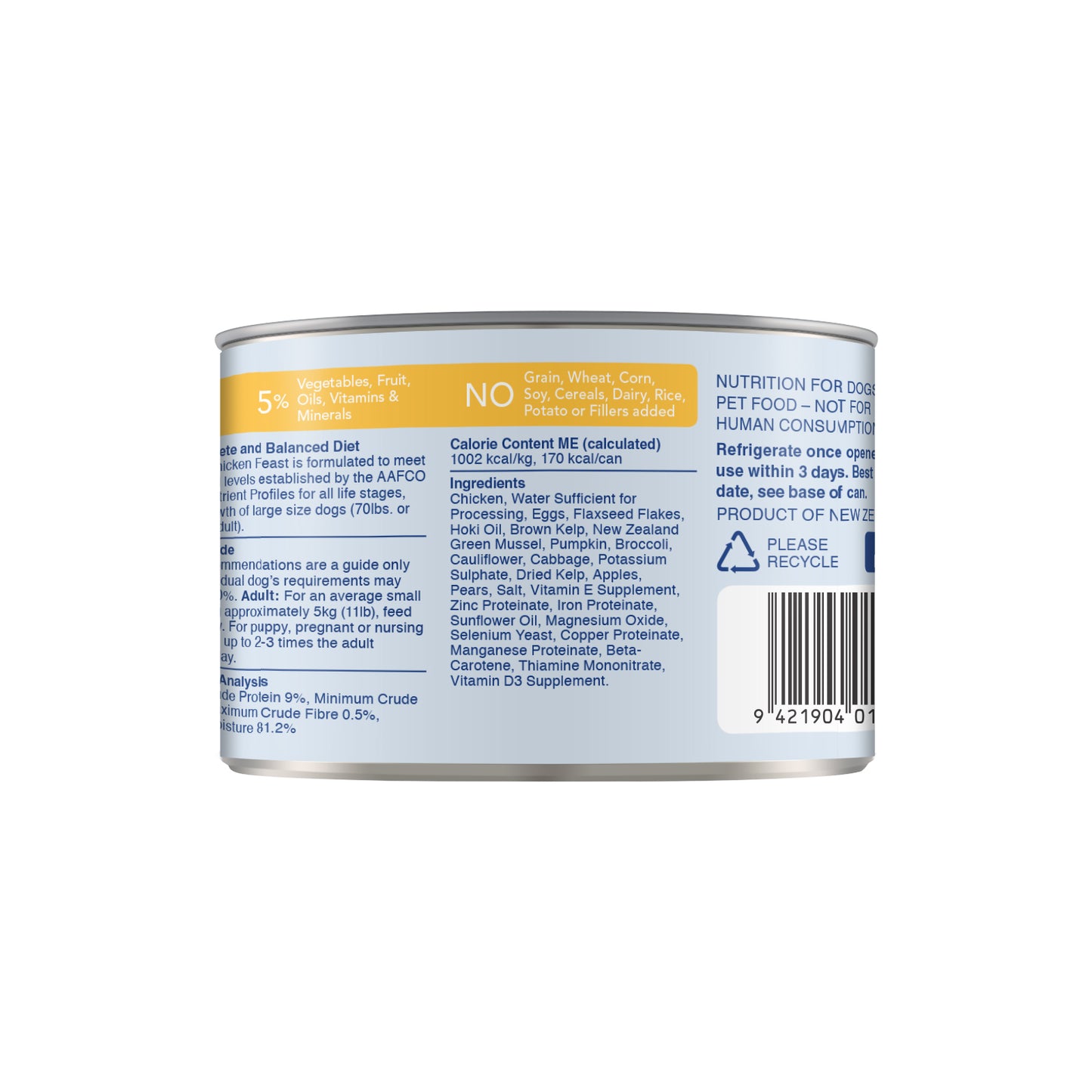 K9 Natural Canned Chicken Feast for Dogs – 170g (12 Cans)