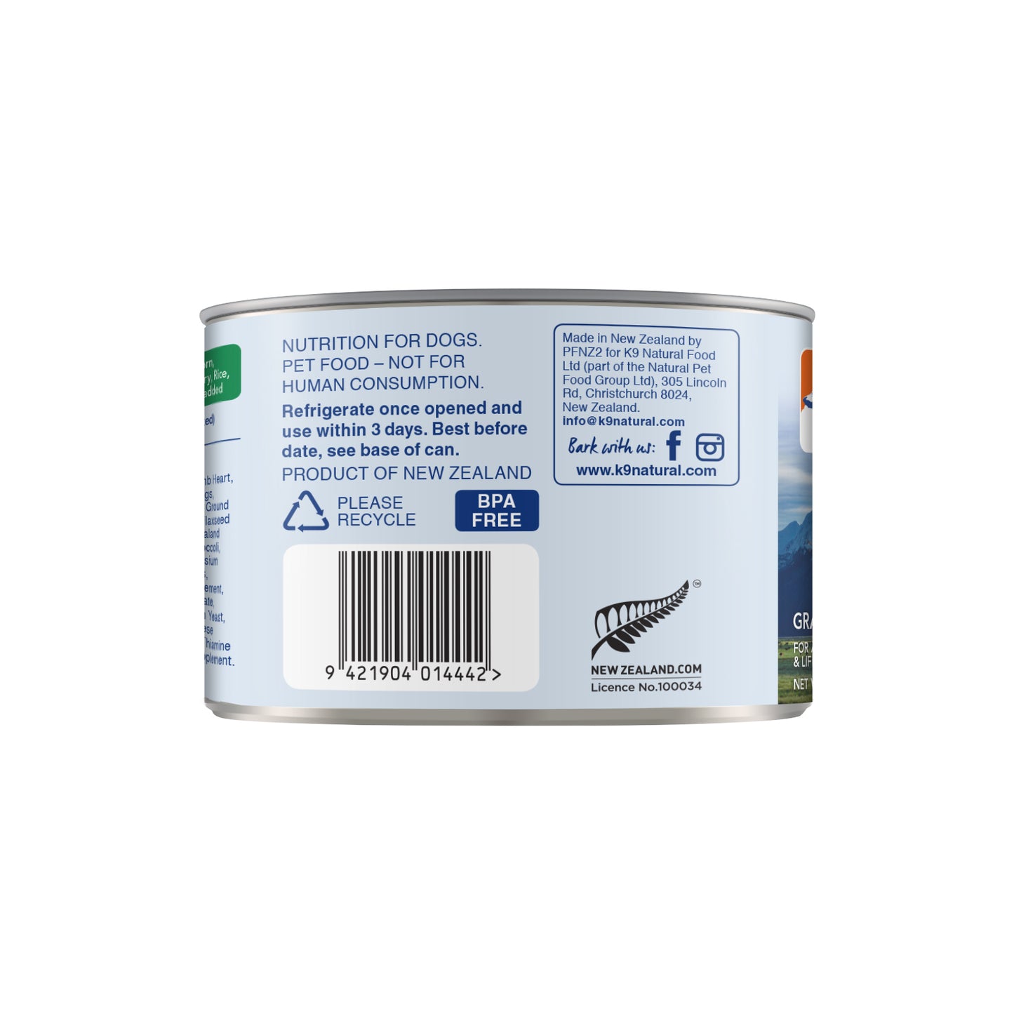 K9 Natural Canned Lamb Feast for Dogs – 170g (12 Cans)