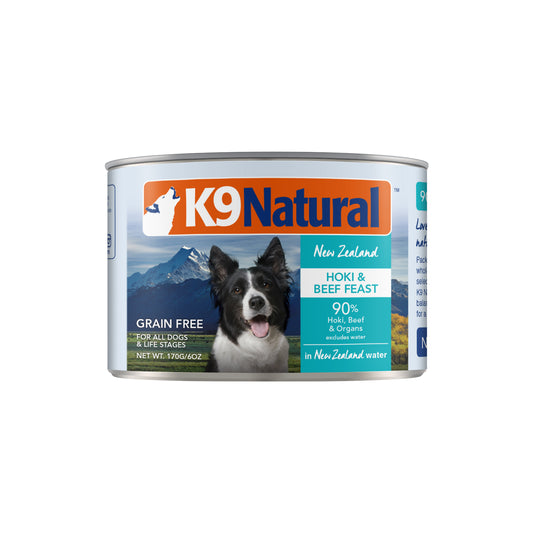 K9 Natural Canned Beef & Hoki Feast for Dogs – 170g (12 Cans)