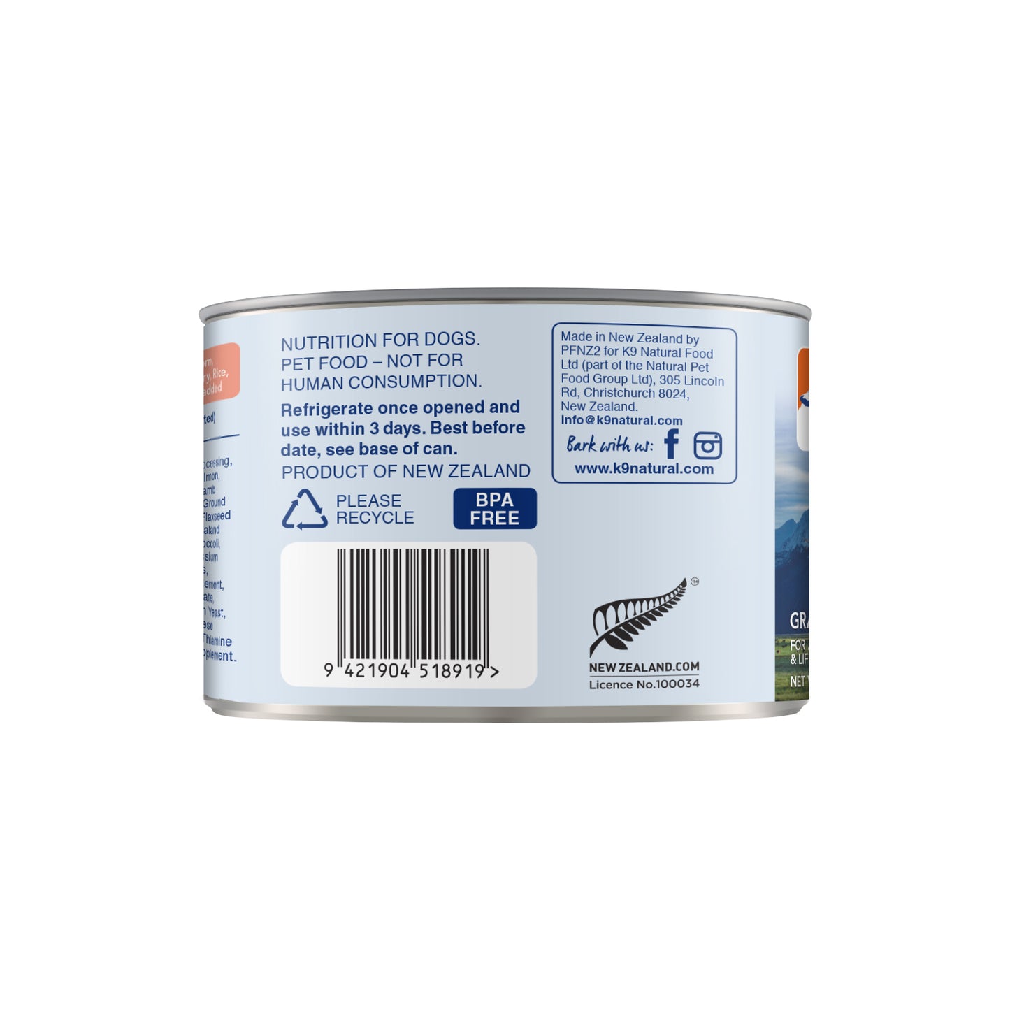 K9 Natural Canned Lamb & King Salmon Feast for Dogs – 170g (12 Cans)