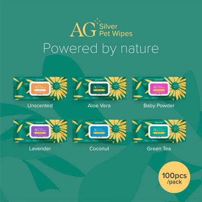 Nurture Pro AG+ Silver Pet Wipes Aloe Vera (100 Sheets) - 6pack