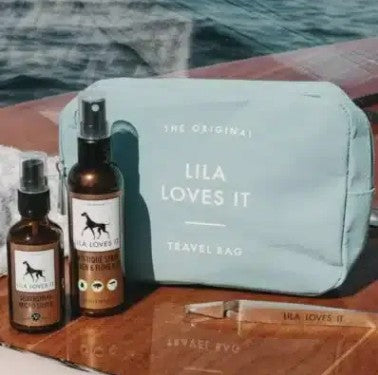 Lila Loves It Beauty Bag Jute Dog Accessories Storage Travel Pouch-Teal